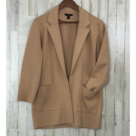 J.CREW Jackets & Blazers - J. Crew Sophie Open Sweater Blazer Tan Camel Merino Wool Blend Academia Womens M